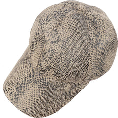 Baseball Cap Snakeskin Print Leather Sun Hat Outdoor Casual Flat Brim Trucker Hat Baseball Cap for Women Men