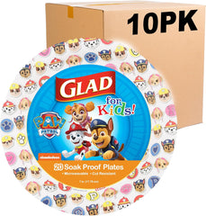 Glad for Kids Paw Patrol Emoji Paper Plates, 20 Count, 8.5 Inches | Paw Patrol Plates for Kids | Heavy Duty Disposable Soak Proof Microwavable Paper Plates for All Occasions