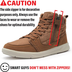 High-Top Men’s Casual Shoes - Genuine Microfiber Suede Boots with Side Zipper, Lightweight Flexible Sole, Well-Cushioned Breathable and Removable Insoles