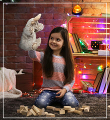 DolliBu Moose Plush Hand Puppet - Super Soft Stuffed Animal Hand Puppet Moose Toy for Kids, Educational Puppets for Teaching Wild Animals for Toddlers