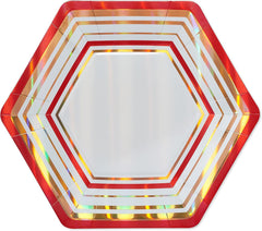 Papyrus Dinner Plates, Gold & Red Stripes (8-Count)