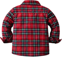 Boys Plaid Shirt Long Sleeve Button Blouse Casual Slim Fit Tops Coat Outwear Kids Trendy Tees Clothes with Pockets