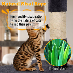 FDW 37.8 inch Cat Tree Cat Tower for Indoor Cats with Scratching Posts,Multi-Level Cat Furniture Activity Center Stand House Cat Condo Modern Cat Tower with Hanging Cradle & Funny Toy (Dark Gray)