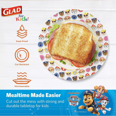 Glad for Kids Paw Patrol Emoji Paper Plates, 20 Count, 8.5 Inches | Paw Patrol Plates for Kids | Heavy Duty Disposable Soak Proof Microwavable Paper Plates for All Occasions