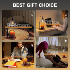 Candle Warmer Lamp with Timer Dimmable, Birthday Gifts for Women Mom, House Warming Gifts New Home Decor, Wax Melt Warmer for Jar Candles, Home Bedroom Decor with 2 Bulbs(Glazed Black)