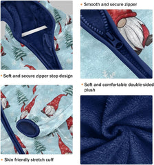 Christmas Tree Gnomes Toddler Boys Zip up Hoodie Lightweight Warm Fleece Jacket 3T