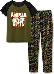 Beezizac Little Big Boys Pajamas Cozy Short Sleeves & Pants Cool 2-Piece PJ Set Kid Sleepwear Size 6-18