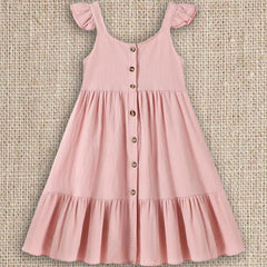 Easter Dresses Kids Pleated Neck Sleeveless Casual Little Girl Camisole Ruffled Dress Spring Dress Girls Size 14
