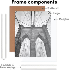 Americanflat 11x14 Picture Frame with Polished Front Cover - Set of 3 - Slide-In Photo Frame with Buildable Molding - Fusion Collection - Picture Frames for Wall Display - Black