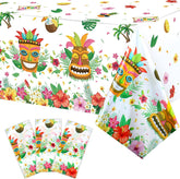 Breling Tiki Party Tablecloths Decorations Hawaiian Luau Table Cloths Plastic Disposable Tropical Table Covers for Aloha Tiki Bar Tropical Summer Beach Birthday Party Supplies, 54 x 108 Inch(1 Pack)