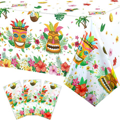 Breling Tiki Party Tablecloths Decorations Hawaiian Luau Table Cloths Plastic Disposable Tropical Table Covers for Aloha Tiki Bar Tropical Summer Beach Birthday Party Supplies, 54 x 108 Inch(1 Pack)