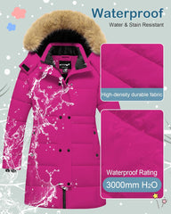 Girl's Puffer Jacket Kids Long Winter Coats Heavyweight Parka Warm Fleece Snow Outerwear with Removable Fur Hood