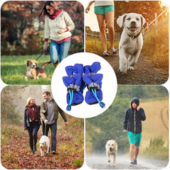 Dog Shoes, 4 Waterproof Dog Boots, Shoes with Adjustable Drawstring, Washable Dog Rain Boots, Anti Slip Dog Paw Protector, Long Lasting Dog Floor Boots Suitable for Hot Cold Pavement