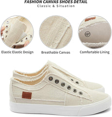 Women's Slip on Shoes Non Slip Fashion Canvas Sneakers Low Top Casual Shoes