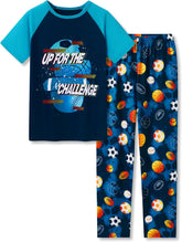 Tebbis Pajamas For Boys Fun Baseball Navy Blue Short Sleeves & Pants 2-Piece PJs Set Kid Comfy Sleepwear Size 6-18
