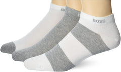 BOSS Men's Solid Big Logo Quarter Length Ribbed Socks