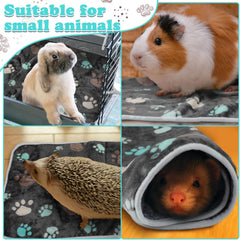 Panelee 4pcs Washable Pads Waterproof Dog Blanket Cat Bed Sofa Protector Soft Blanket Plush Reversible Throw Blanket Paw Pattern Warm for Small Dogs (Black)