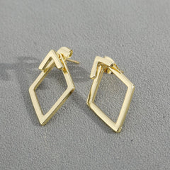 1pair Summer Stud Earrings Set for Women Fashion Minimalist Geometric Diamond Stud Hoops Earrings,2.3 * 1.5cm