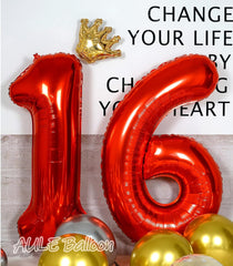 AULE 40 Inch Big Red 6 Balloon Number Large Foil Helium Number Balloons 0-9 Jumbo Giant Happy 6th Birthday Party Decorations for Boy or Girl Huge Mylar Anniversary Party Supplies