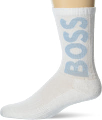 BOSS Men's Solid Big Logo Quarter Length Ribbed Socks