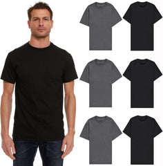 BILLIONHATS 6 Pack Men's Solid Colors Cotton T-Shirts Short Sleeve Lightweight Tees, Bulk
