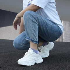 Women's Lace-up Platform Walking Shoes Comfortable Retro Stylish Workout Sport Work Casual Chunky Sneakers