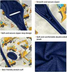 CHIFIGNO Cute Construction Vehicles Cranes Toddler Snow Jacket Soft Fall Jacket for Boy 3T