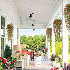 1/2Pcs Artificial Hanging Plants, Artificial Hanging Flowers Vine, Fake Ivy Vines Drooping Plants Fake Greenery for Wall Home Garden Yard Patio Wedding Indoor Outdoor Decoration Yellow-2p