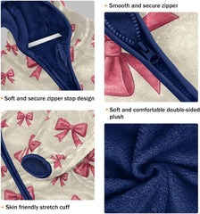 CHIFIGNO Bows Beige Toddler Snow Jacket, Kids Zip up Jacket Soft for Fall Winter Spring 3T