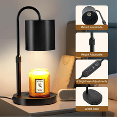 Dreamholder Electric Candle Warmer Lamp with Timer & Dimmer, Adjustable Height Wax Melt Warmer for Jar Candles, Wood Base Candle Melter, Floral Home Decor Gifts for Women, Mom, Silver