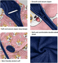 CHIFIGNO Cute Dog Bones Pink Toddler Polar Fleece Lined Winter Jacket, Toddler Boy Hoodies with Hooded 3T