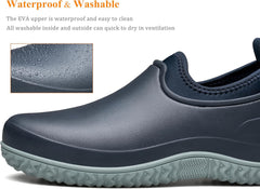 TENGTA Men's Garden Shoes Waterproof Slip On Mud Rain Boots for Women Lightweight Grass Cutting Shoes