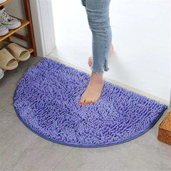 Half Round Bathroom Rugs Half Circle Bath Mat Soft Microfiber Chenille Bath Mats for Bathroom Kitchen Non-Slip Floor Carpet Mats Super Absorbent Quick Drying Bathtub Sink Shower Shaggy Mat