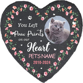 Cowcute Personalized Dog Memorial Stone, Customized Dog Memorial Gifts for Loss of Dog, Custom Pet Memorial Stone for Dog Mom Cat Owner, Garden Pet Grave Markers Headstone, Heart Shaped