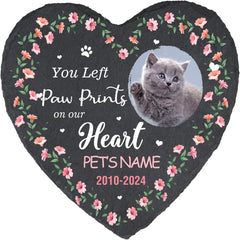 Cowcute Personalized Dog Memorial Stone, Customized Dog Memorial Gifts for Loss of Dog, Custom Pet Memorial Stone for Dog Mom Cat Owner, Garden Pet Grave Markers Headstone, Heart Shaped