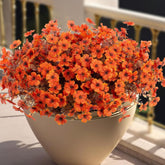 Artificial Fake Plants Flowers for Outdoor Outside Decoration, Faux Silk Daisy UV Sun Resistant Realistic for Porch Patio Home Planter Window Box Yard (1 Bundles) (Orange)