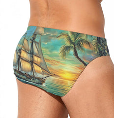 Boat Men's Swimsuit Brief Beach Shorts Bikini Swimwear Sexy Swimming Trunks