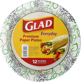 Glad Round Disposable Paper Plates, Whimsical Florals Pattern - Strong, Sturdy, Soak Proof, and Microwavable Decorative Plates for Dinner and Everyday Use, 8.5 Inch, 12 Count