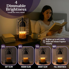 Candle Warmer lamp with Crystals, Home Decor, Wax melt Warmer,Gifts for mom, Candle Warmer lamp with Timer, Wax Melter Electric, House Warming Gifts. (Black)
