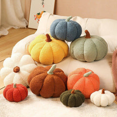 Halloween Plush Pumpkin Throw Pillow, Stuffed Animal Soft Toys 3D Pumpkin Shape Sofa Cushion for Home Decor (White, 8 Inch)