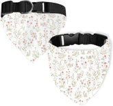 Adjustable Dog Bandana Set - Clip-On Pet Neck Scarf, Floral Designs, Medium Size for All Breeds
