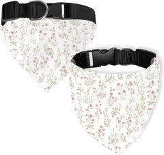 Adjustable Dog Bandana Set - Clip-On Pet Neck Scarf, Floral Designs, Medium Size for All Breeds