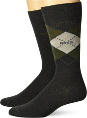 BOSS Men's Two Pack Cotton Argyle Design Dress Socks