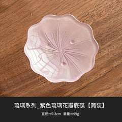 37Ml/1.5oz Colored Glass Petal Cup and Saucer, Home Afternoon Tea Cup - Cup Glass Purple