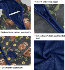 Cute Brown Sloths Boys Zip up Hoodie, Thick Light Fleece Outerwear Jackets 3T