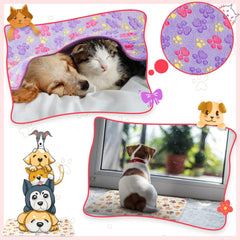 Panelee 8 Pieces Puppy Blanket Dog Blanket Fleece for Medium Small Dogs Soft Flannel Throw Pet Pad Paw Print Sleep Mat Bed Cover for Cats Pets Cage