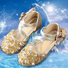 Girls Wedding Sandals Children's Girls Crystal Dress Shoes Glitter Princess Sandals Children's Sandals Spring Summer (A-Silver, 9.5 Little Kids)