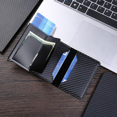 Wallet for Men, Smart Wallet for Men, Simple Credit Card Holder, Anti-theft Brush Auto Eject Card Case RFID Barrier, Pop-Up Business Card Box, Small and Ultra-Thin