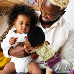 1 Pcs Family Hand Puppets 12 Inch Grandparents, Mom & Dad, Brother & Sister Plush Hand Puppet Toys Role-Play Toy Puppets for Kids Storytelling Imaginative Pretend Play Teaching Preschool(Dad)