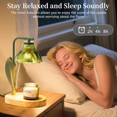 Flower Candle Warmer Lamp with Timer,Dimmable Candle Lamp Warmer,Adjustable Height Candle Warmer for All Jar Candles,Bedroom Living Room Home Decor Aesthetic Christmas Birthday Gifts (Morning Glory)